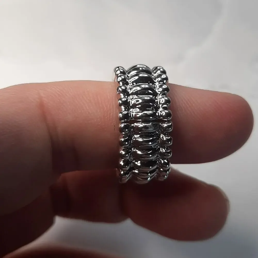 Silver & Green Stretch Ring